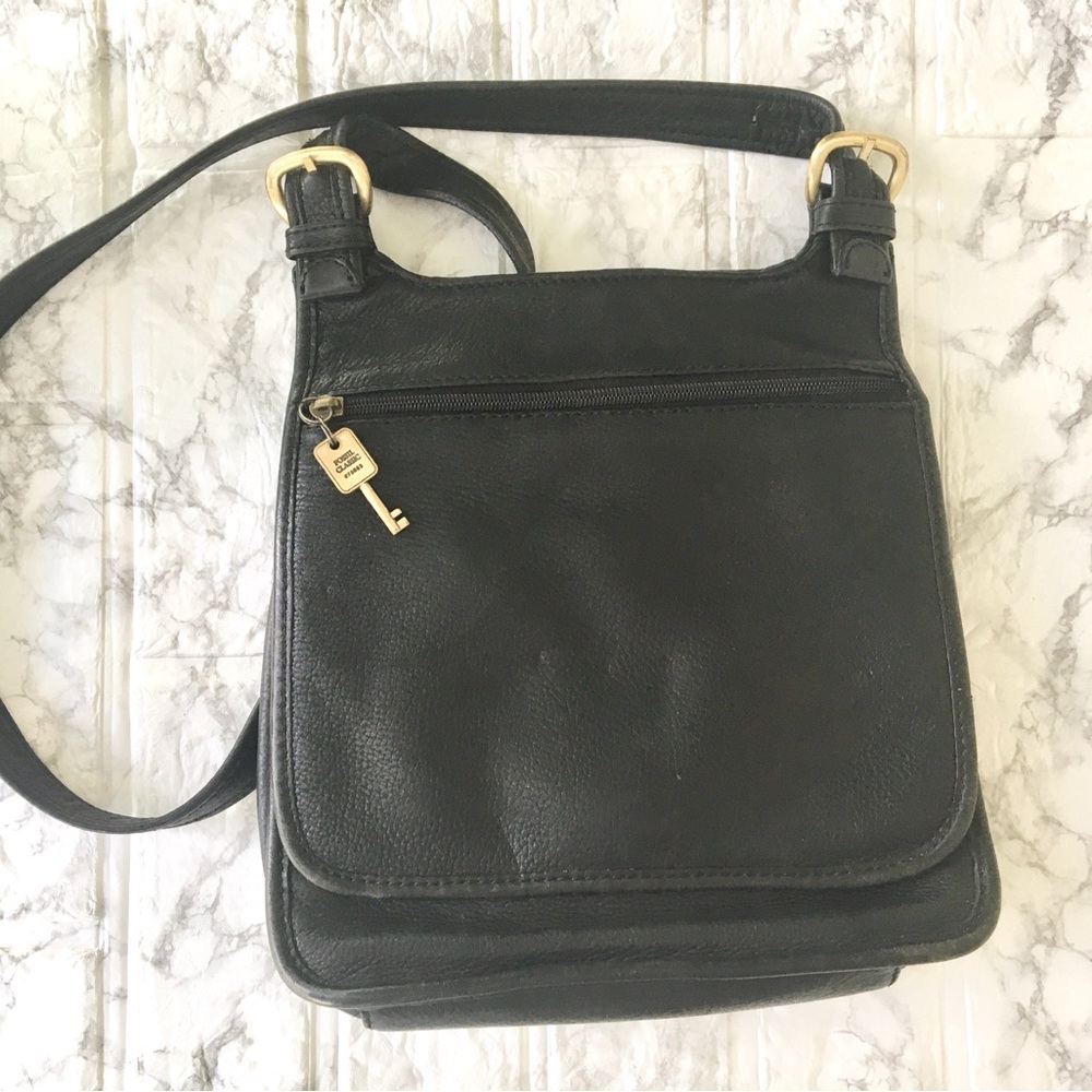 Fossil Black Leather Crossbody Bag